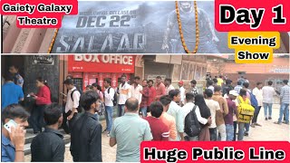 Salaar Movie Huge Public Line Day 1 Evening Show At Gaiety Galaxy Theatre In Mumbai