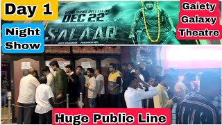 Salaar Movie Huge Public Line Day 1 Night Show At Gaiety Galaxy Theatre In Mumbai