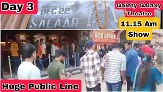 Salaar Movie Huge Public Line Day 3 Hindi Version First Show At Gaiety Galaxy Theatre In Mumbai