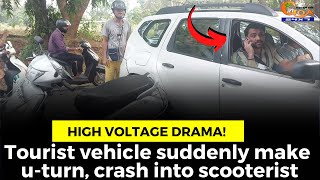 #HighVoltageDrama on Mandovi Bridge- Tourist vehicle suddenly make u-turn, crash into scooterist