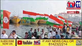 ON OCCASION OF REPUBLIC DAY THIRANGA YATRA ON BOATS IN SEA BY BJYM IN VISAKHA
