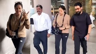 கேமராவில் இருந்து தப்பிக்க ஜோதிகா செய்த வேலை - Viral Video | Suriya Jyothika At Mumbai Airport Video