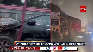 Jammu Narwal accident  truck hits 10  vehicle .