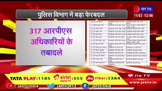Jaipur RPS Transfer | पुलिस विभाग में बड़ा फेरबदल,317 RPS के तबादले,गृह विभाग ने जारी की तबादला सूची
