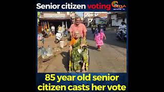 85 year old senior citizen casts her vote