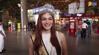 Eesha Agrawal spotted at Mumbai Airport after winning Narifirst Jewel of India title..