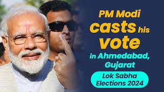 PM Shri Narendra Modi casts his vote for General Elections 2024 in Ahmedabad, Gujarat.