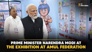Prime Minister Narendra Modi at the exhibition at Amul Federation