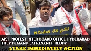 AISF PROTEST INTER BOARD OFFICE HYDERABAD THEY DEMAND CM REVANTH REDDY TAKE IMMEDIATELY ACTION