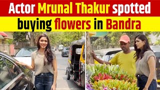 Actor Mrunal Thakur spotted buying flowers in Bandra
