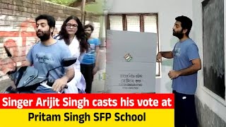 Singer Arijit Singh casts his vote at Pritam Singh SFP School