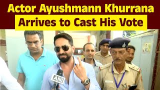 Actor Ayushmann Khurrana Arrives to Cast His Vote