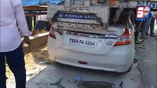 Horrible Car Accident | Khade Hue Container Me Ghusi Ek Car | Suryapet | SACHNEWS |
