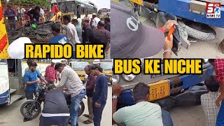 Gadi Chipak Gayi Driver Bach Gaya - Rapido Bike Rider Ko TGSRTC Bus Ne Di Takkar at Bahadurpura, Hyd