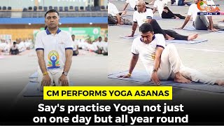 CM performs Yoga Asanas. Say's practise Yoga not just on one day but all year round