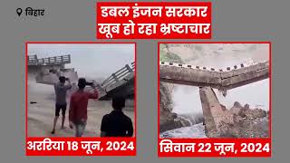 टूटकर नदी में बह गया पुल, देखिए डबल इंजन सरकार का भ्रष्टाचार... | Bihar Pull Collapse