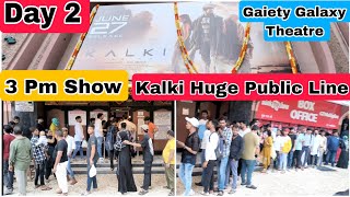 Kalki 2898 AD Movie Huge Public Line Day 2 At 3 Pm Show At Gaiety Galaxy Theatre In Mumbai
