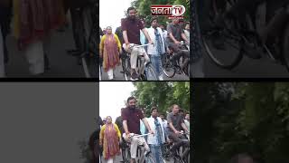 Haryana CM Nayab Saini rides bicycle in Rahagiri programme in Panchkula