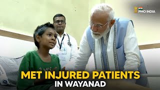 PM Modi meets with patients injured during the Wayanad landslide at AWSH