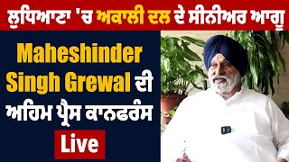 ਲੁਧਿਆਣਾ 'ਚ ਅਕਾਲੀ ਦਲ ਦੇ ਸੀਨੀਅਰ ਆਗੂ Maheshinder Singh Grewal ਦੀ ਅਹਿਮ ਪ੍ਰੈਸ ਕਾਨਫਰੰਸ Live