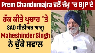 Prem Chandumajra ਵਲੋ ਜੰਮੂ ਚ BJP ਦੇ ਹੱਕ ਕੀਤੇ ਪ੍ਰਚਾਰ ਤੇ SAD ਸੀਨੀਅਰ ਆਗੂ Maheshinder Singh ਨੇ ਚੁੱਕੇ ਸਵਾਲ