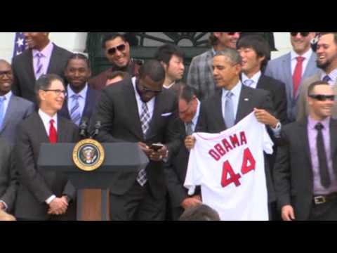 Raw- Obama, 'Big Papi' of Red Sox Take Selfie News Video