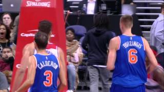 NBA: Bradley Beal Takes it to the Tin on Porzingis