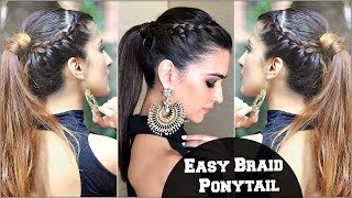 Easy Effortless Braided Ponytail Hairstyle For Medium Hair For College, Party/ Kriti Sanon Inspired