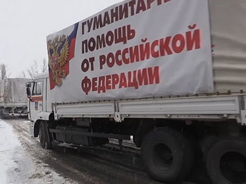 Raw- Russian Aid Convoy Arrives in Donetsk News Video