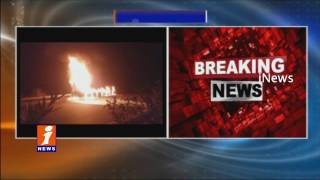 Crane Catches Fire Due To Short Circuit at Outer Ring Road | Hyderabad | iNews