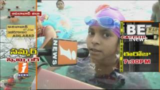 Students Relief in Swimming Training Classes In Summer | Adilabad | iNews