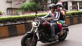 Sidharth Malhotra And Jacqueline Fernandez Riding Harley Davidson Bike On The Streets Of Mumbai