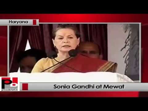 Sonia Gandhi addresses Congress rally at Mewat at Haryana, attacks BJP