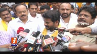 TDP Leaders Plant Trees At Damaged Roads In Hyderabad | Revanth Reddy Arrested | iNews
