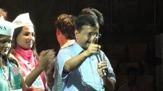 Delhi CM Arvind Kejriwal interacting with the DU students