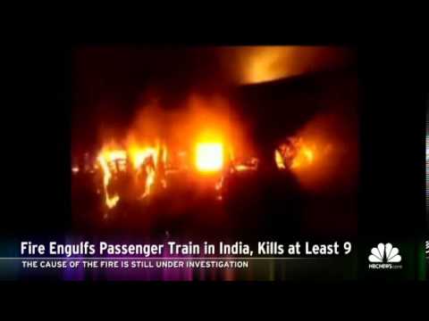 Fire Engulfs Passenger Train in India News Video