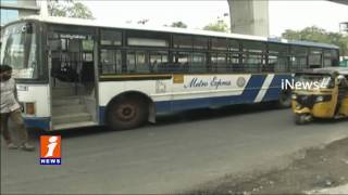 Diesel Tanker Separated From Running Bus at Madhapur | Hyderabad | iNews