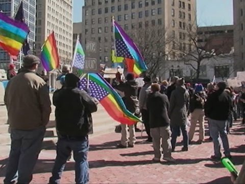 Raw- Hundreds Rally Against Indiana Law News Video