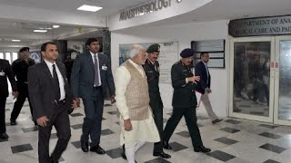 PM Modi visits Lance Naik Hanaman Thappa at R&R Hospital