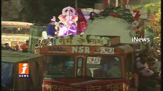Ganesh Sobha Yatra Rally Towards Ganesh Nimajjanam At Telugu Talli Flyover | Hyderabad | iNews