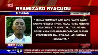 Menhan Ryamizard Minta Perwira Tinggi TNI Juga Tes Narkoba