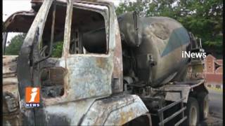 Concrete Mixer and Car Collide Each other Near Shilparamam | Vehicles Bunt | Hyderabad | iNews