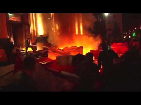Raw- Pro-Russian Protestors Set Fires in Ukraine News Video