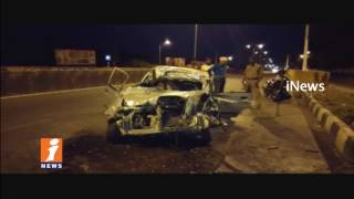 Car Hits Lorry In Godavarikhani | 2 Dead And 2 Injured | iNews