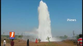 Water Fountain at Yellampalli Pipeline Leak | Karimnagar | iNews