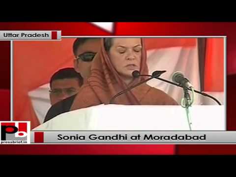 Sonia Gandhi addresses Congress election rally in Moradabad, UP