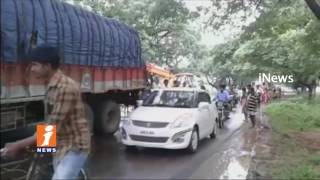 Two Lorries Collide Each Other at Kallur Mandal | Khammam | iNews