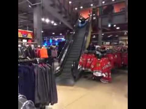 Kayaking down an escalator at Dicks  - 7 Seconds Funny Video