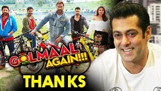 Salman Khan THANKS Golmaal Again Team For Using Being Human Cycle