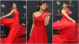 Priyanka Chopra Hot Red Dress Look in ‪Emmy Awards‬‬ 2016